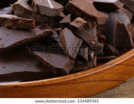 black dark chocolate chopped into pieces