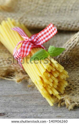 Italian still life - pasta on a wooden table