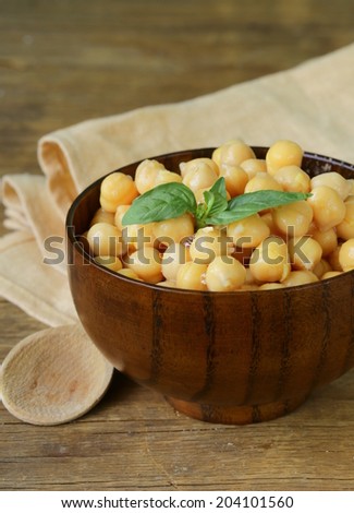 fresh roasted chickpeas with basil leaves