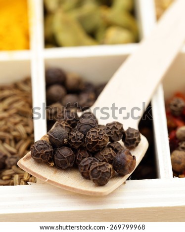Macro shot of fragrant spices for seasoning food