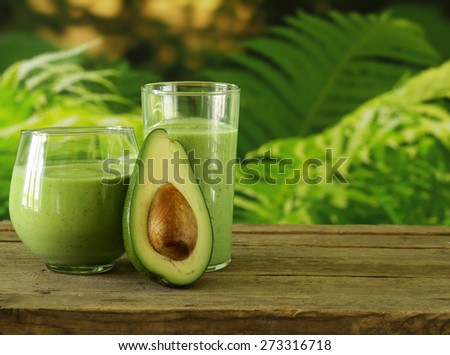 natural drink smoothie with avocado, herbs and yogurt