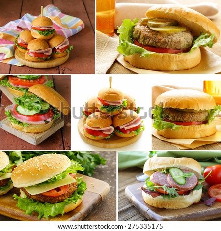 collage of different kinds of burger menu