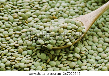 Natural organic green lentils for healthy food