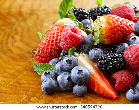 fresh organic berries mix (strawberries, raspberries, blueberries)