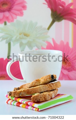 Italian cookie with coffee , typical italian sweet snack