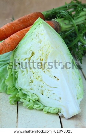 green cabbage and carrot, salad ingredients