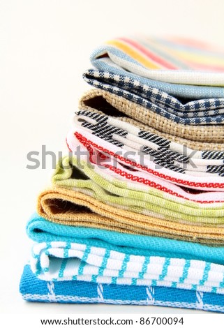 Pile of linen kitchen towels