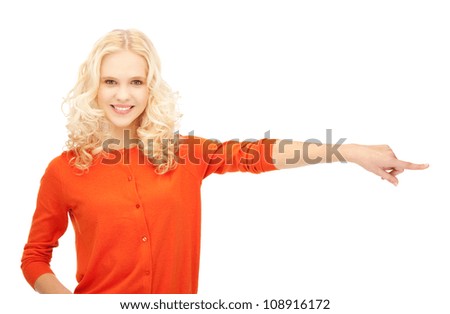 picture of attractive student pointing her finger