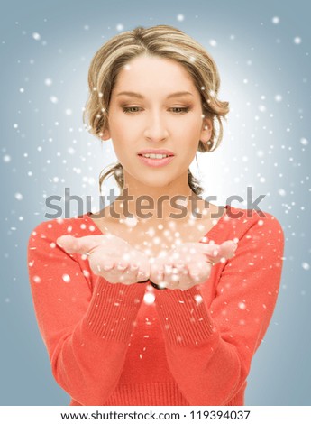woman showing something on the palms of her hands
