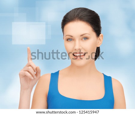 picture of woman pointing her finger on virtual screen