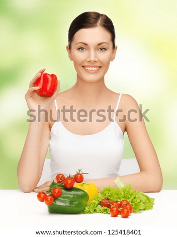 bright picture of beautiful woman with vegetables