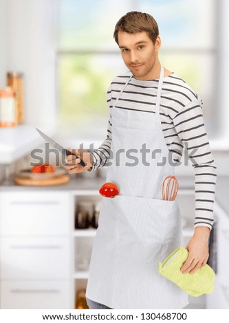 bright picture of handsome man with knife