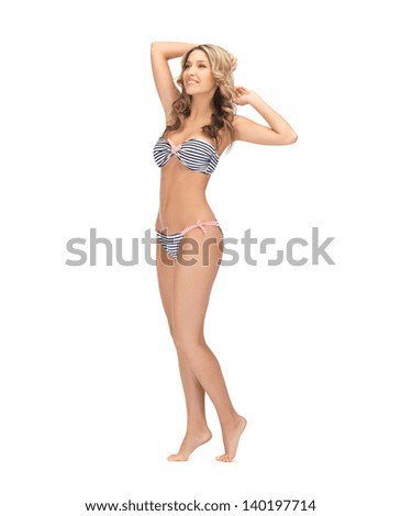 picture of happy smiling woman in bikini. - stock photo