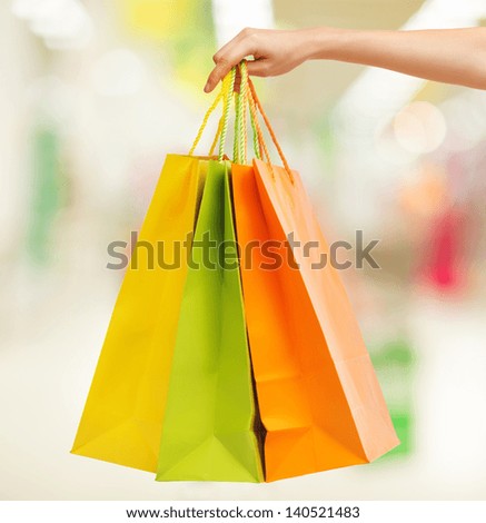 Closeup Or Picture Of Multi Colored Shopping Bags .