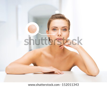 beauty and skin care concept - face of beautiful woman with dry skin examples