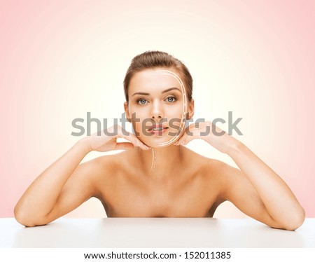 Beauty And Skin Care Concept - Face Of Beautiful Woman With Lines