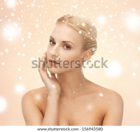 Health, Spa, Beauty Concept - Face, Hands And Shoulders Of Beautiful Woman