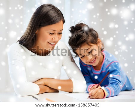 family children and happy people concept mother and daughter drawing family children and happy people concept mother and daughter drawing