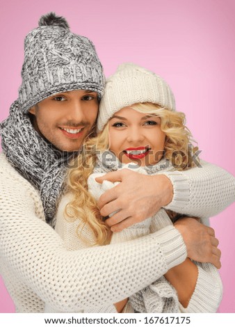 bright picture of family couple in a winter clothes