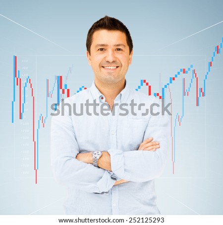 business, office and money concept - handsome smiling man in casual shirt