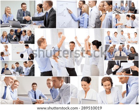 success concept - collage with many business people