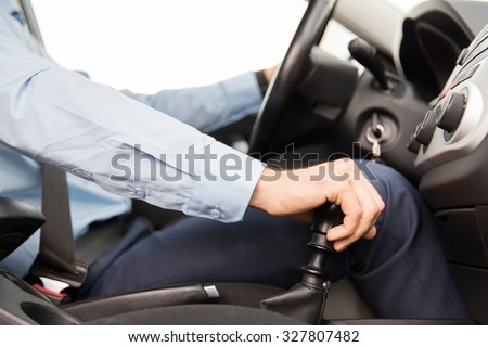 transport, business trip, speed, destination and people concept - close up of young man driving car