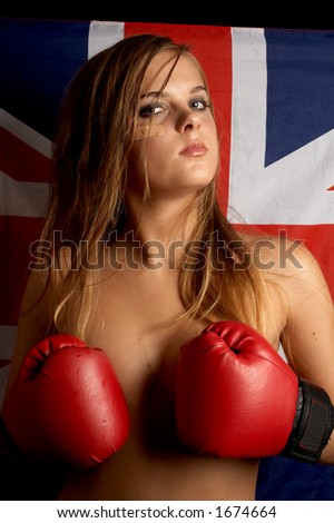 boxer girl over british flag