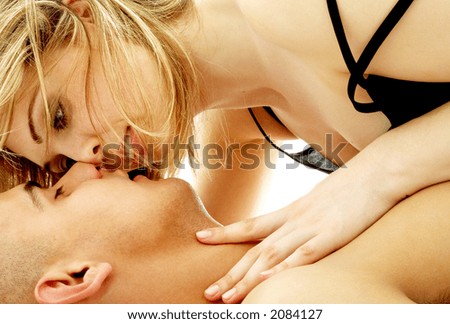 stock photo intimate color image of sensual couple foreplay