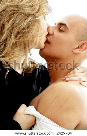 picture of couple foreplay over white background