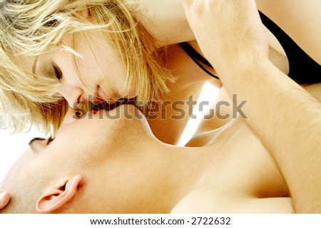 stock photo intimate color image of sensual couple foreplay