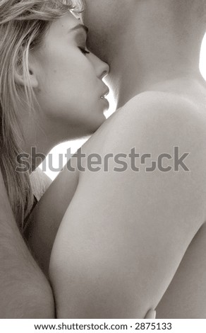 stock photo monochrome intimate image of sensual couple cuddling