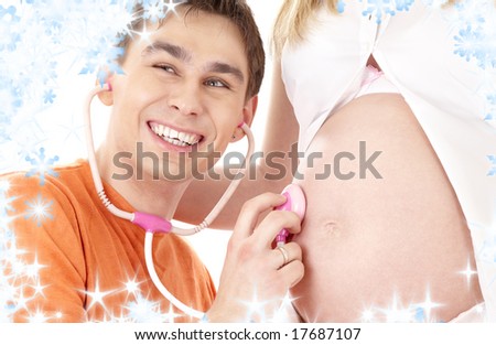bright picture of happy father playing doctor