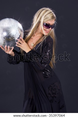 picture of party girl with disco ball
