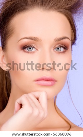 bright picture of lovely woman over blue