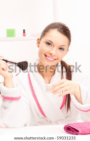 picture of lovely woman with brush over white