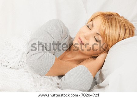 bright closeup picture of sleeping woman face