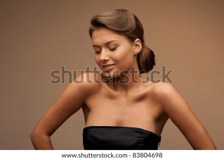 bright picture of lovely woman in elegant dress.