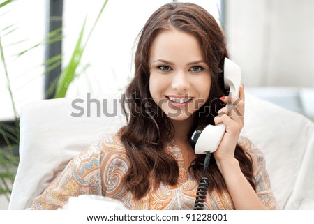 bright picture of happy woman with phone