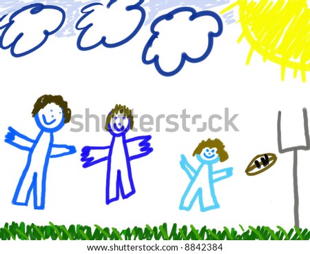 Child\'s Drawing Playing Football
