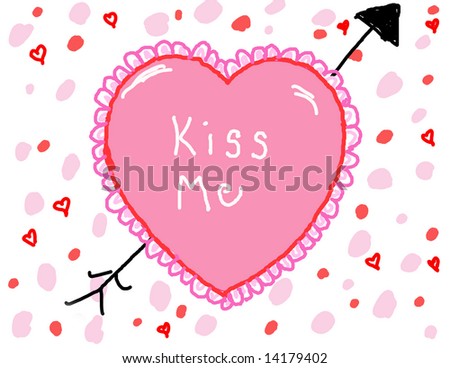 Child\'s Valentine Day card with Kiss Me