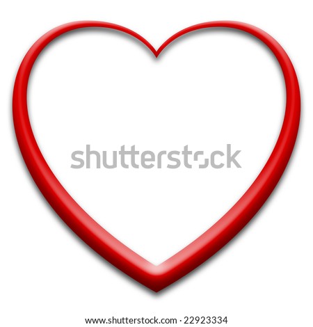 stock photo : White heart with red 3d outline
