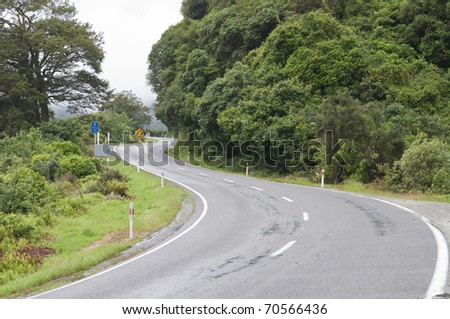 Curve road into forest