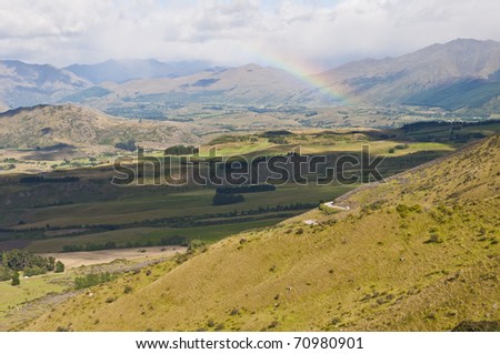 Mountain scape with rainbow, New Zealand