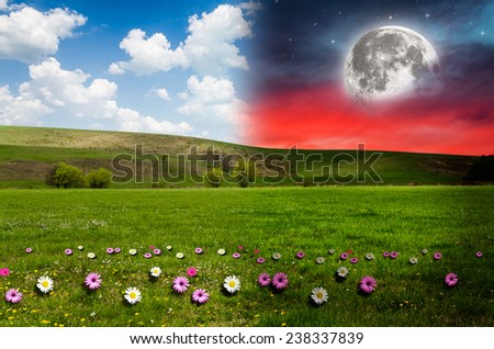 Day and night background. Elements of this image furnished by NASA.