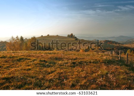 stock photo   autumn hill in sunset light