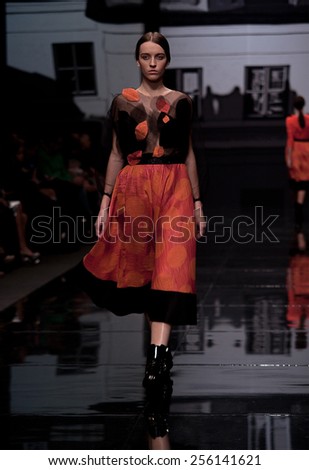MOSCOW, RUSSIA - NOVEMBER 01: INTERNATIONAL FASHION TRADE SHOW, Designers present their collections for spring-summer 2015 on November 01, 2014 in Moscow, Russia.
