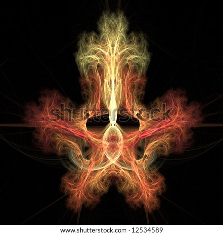 A flame fractal isolated on a black background