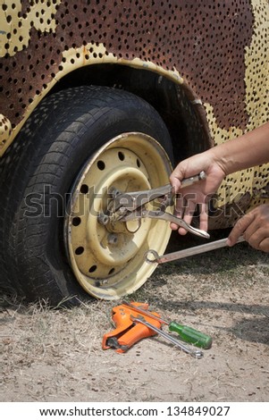 repair flat tire