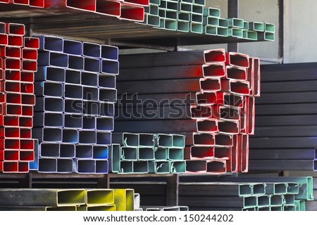 Different type of metal pipes for construction
