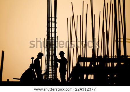 construction worker silhouette on the work place